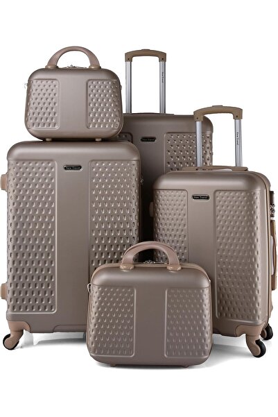 New Travel 5-Piece Durable Luggage Set CS005/5P - 28/24/20/14/12 in, Rose Gold, ABS