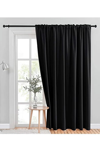 X SPRING Blackout And Heat Insulation Wide Curtains Black 200*240CM Suitable For Bedroom Dining Room Office