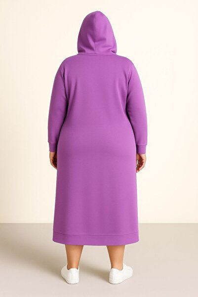 MAY MARA Plus Size 3 Yarn Dress with Pockets and Hood
