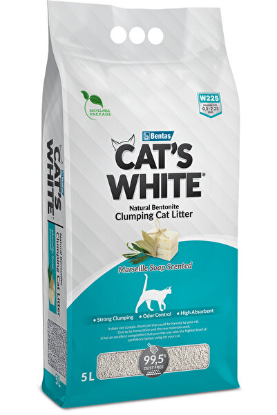 Cat's White Cat’s White Marseille Soap Scented Clumping Litter 5L – Strong Odor Control, Fast, Dust-Free