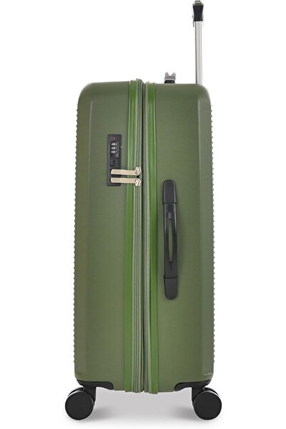 Track 4-Piece 8-Wheel ABS Hard Shell Luggage Set with TSA Lock, 360° Spinner (Green, AL008/4P)