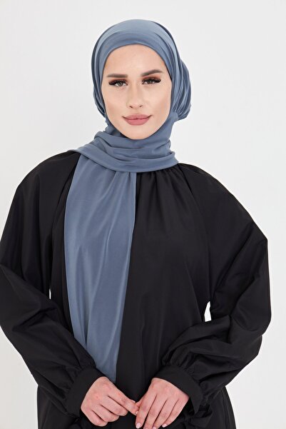 HÜRREM BONE Anthracite Practical Ready-To-Wear Hijab Bonnet Sandy Neck Collar with Snap Fasteners 2505_25