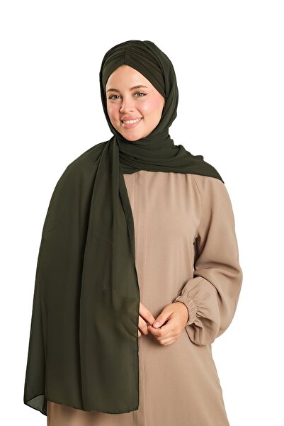 HÜRREM BONE Khaki Practical Ready-To-Wear Bonnet Shawl Chiffon Draped 2507_09