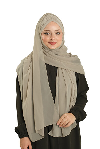HÜRREM BONE Beige Practical Ready-To-Wear Bonnet Shawl Chiffon Draped 2507_12