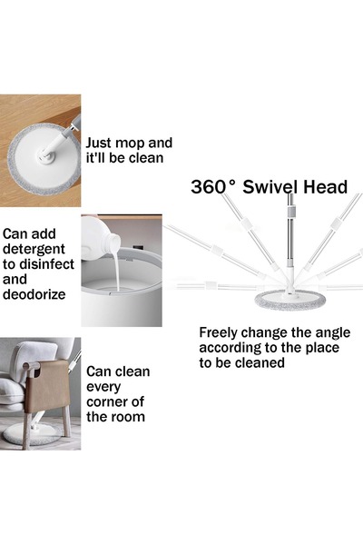 Roam shop Home 360 Degree Spin Mop with Bucket with Self Separation Clean Water System and 4 Cleaning Pads