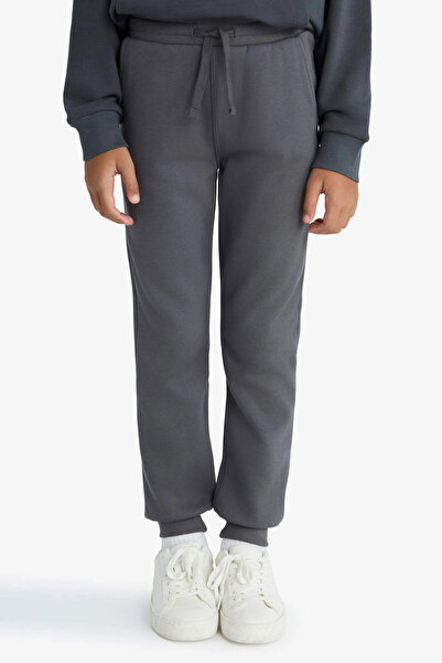 DeFacto W0773A6Ar126 Anthracite Boys' Thick Sweatpants with Elastic Waist