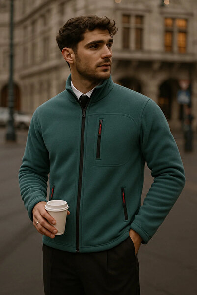 COMBİNE MİCHAİL Men's Mock Neck Zippered Cağla Loose Fleece