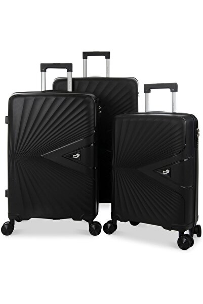 New Travel مجموعة الأمتعة P2008/3P (20/24/28 بوصة، باللون الأسود)