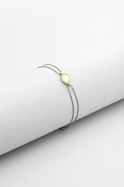 So CHIC... Sarı Melodi 18 Ayar Beyaz Altın Kaplama 19 Cm Gümüş Bileklik