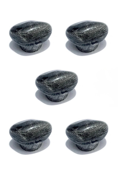 MegaVitrin 5 Pcs Porcelain Stone Button Anthracite Grey Ceramic Furniture Handle Drawer Cabinet Handle (4.5 cm)