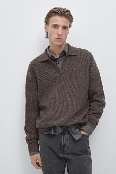 Massimo Dutti V yaka triko polo yaka kazak