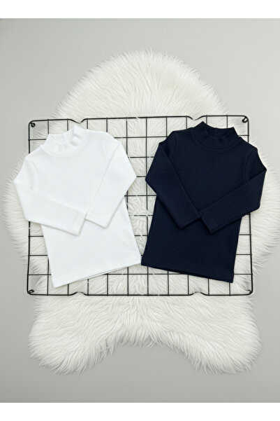 FATELLA Pachet de 2 body-uri cu mânecă lungă, cu guler pe jumătate, alb și bl...