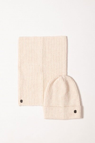 Heavy Tools Knitted hat/scarf set PANK ECRU