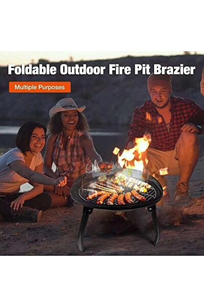Generic 2-in-1 Fire Pit & Grill, Outdoor Metal Bowl Wood/Charcoal Heater with Spark Screen