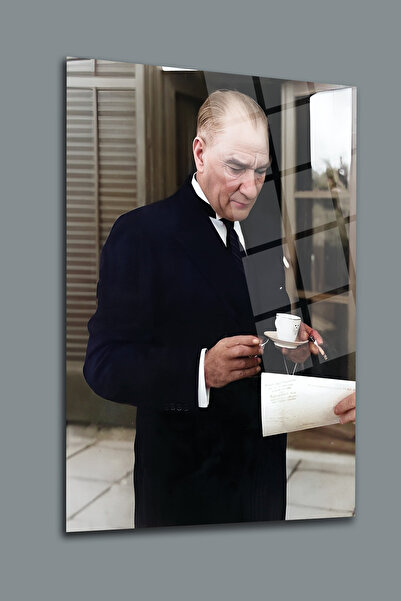 glassartdesign Pictură în sticlă de Ataturk-13 Pictură de Ataturk-Pictură de ...