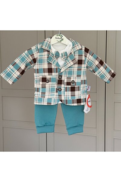 VICTORN Elegant set with bow tie (3 pieces) - Turquoise