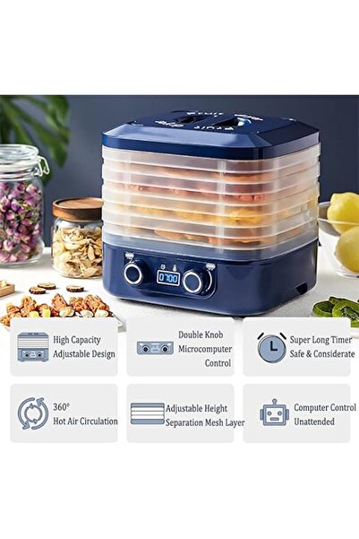 ET-LIFE Mini Food Dehydrator Machine 5 Trays With Digital Timer And Temperature Control For Fruit Vegetable