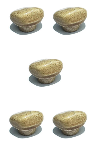 MegaVitrin 5 Pcs Porcelain Stone Button Light Brown Ceramic Furniture Handle Drawer Cabinet Handle (4.5cm)