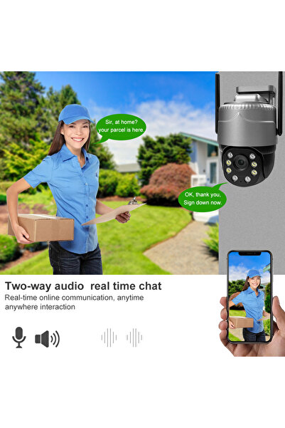 V380 Pro كاميرا مراقبة v380 بدقة 3 ميجابكسل وبطاقة SIM 4G مع رؤية ليلية مزدوجة الضوء، وصوت ثنائي الاتجاه، ومقاومة للماء IP66 - لون أسود