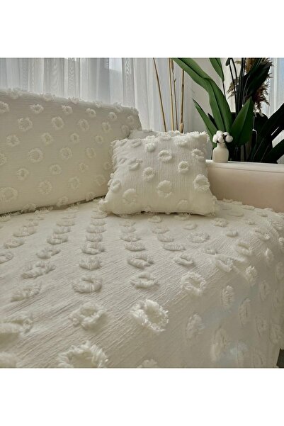 Madamca Κάλυμμα καναπέ STAR pompon ΚΡΕΜ 180*240