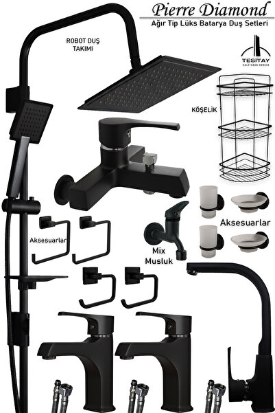 tesitay Matte Black Bathroom, Sink, Kitchen Faucets Faucet Fixture Robot Shower Accessory Sink Shower Set