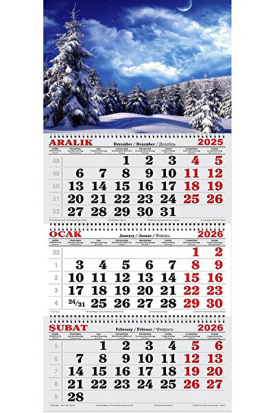 GENC DIJITAL BASKI 2026 Yılı Gemici Takvimi- Ormanda Karlı Kış Gecesi ve Ay