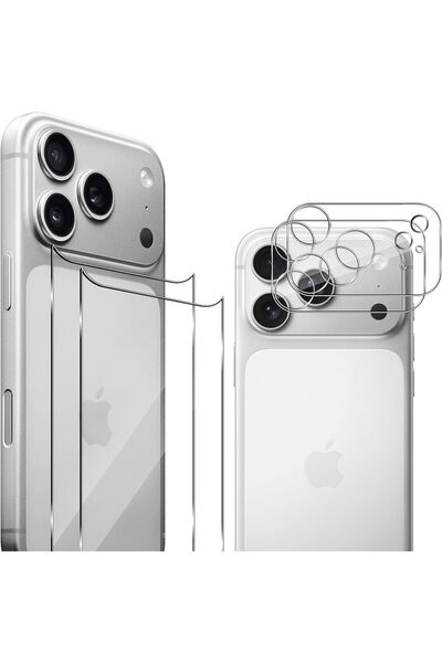 aheaks واقي شاشة خلفي وكاميرا من الزجاج النانوي لهاتف آيفون 17 برو، زجاج نانو...