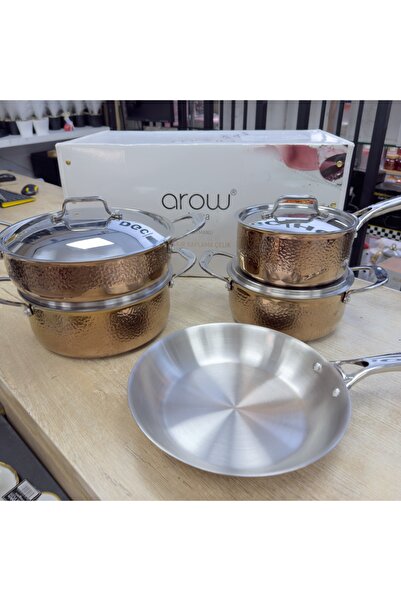 DGCHOME Arow Meisa Bakır Kaplama Çelik Tencere Takımı