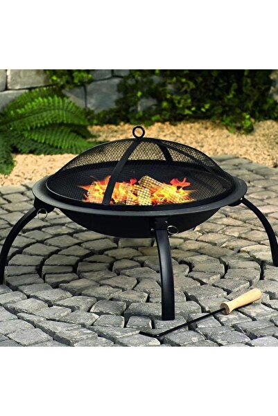 Generic 2-in-1 Fire Pit & Grill, Outdoor Metal Bowl Wood/Charcoal Heater with Spark Screen