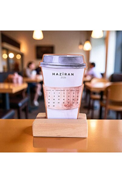 ŞAN ART DESİGN KAHVE BARDAĞI MASAÜSTÜ 2026 TAKVİM -AHŞAP STAND-