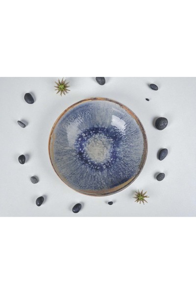 La Mediterranea Farfurie adâncă Aelia, stil mediteranean pictat în albastru, 21 cm -