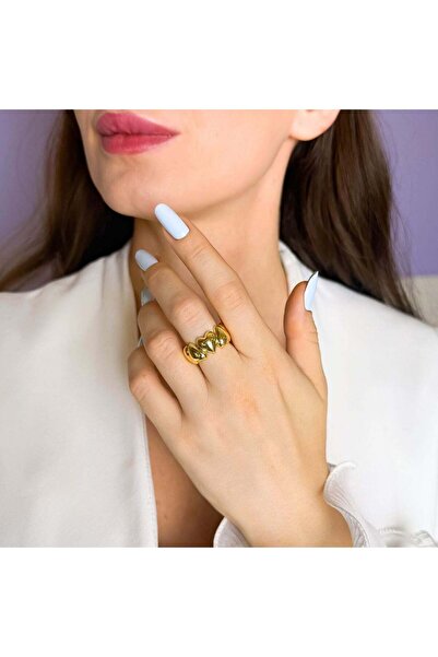 Bijuteria SORELLY 18k Gold Plated Chunky Hearts Ring