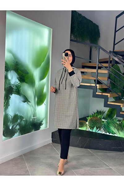 Armine Trend Ekose Desenli Tunik 25KT442 Siyah