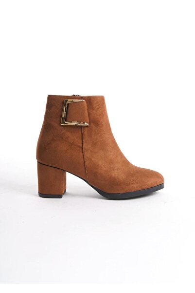 beelleshoe Kadın LOLA TABA SÜET Toka Detaylı Topuklu Kısa KIŞLIK Bot