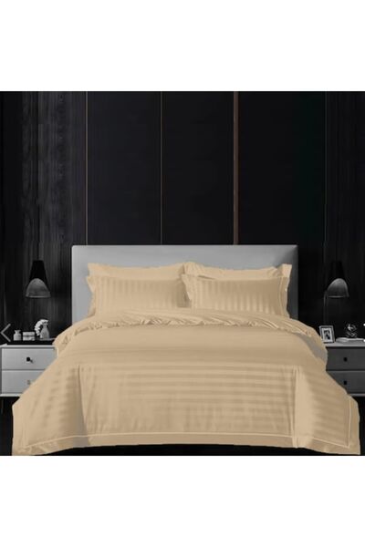 OEM Damask Policotton VertiFlare 4-piece Bed Linen for Double Bed, Ivory