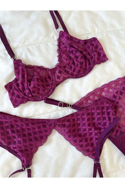 Feruzdesign Emilly Вишневий бюстгальтер з балеринами, комплект з 3 штук