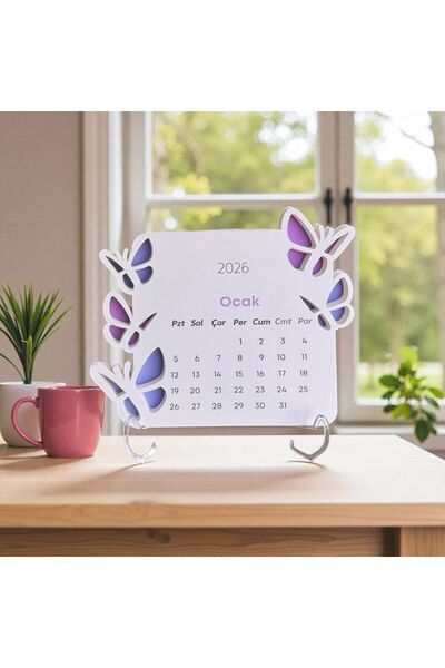 ŞAN ART DESİGN UÇAN KELEBEKLER MASAÜSTÜ 2026 TAKVİM -AKRİLİK STAND-