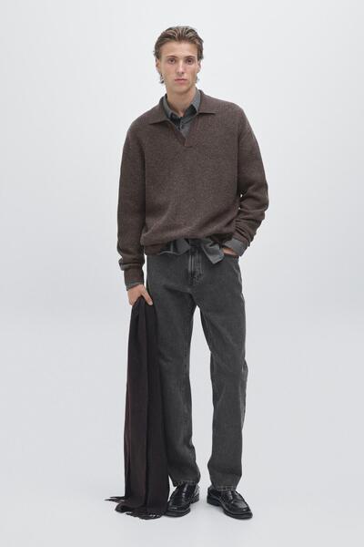 Massimo Dutti V yaka triko polo yaka kazak