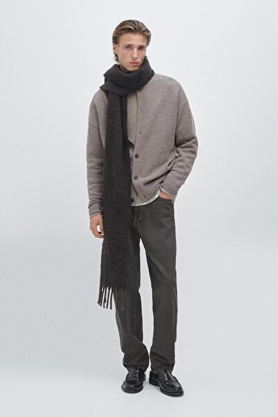 Massimo Dutti %100 yün dik yaka triko hırka