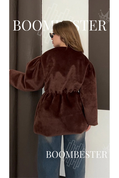 BoomBester Women's Fox Cashmere Balloon Sleeve Short Coat – |   Oversized Buy Gathered Design