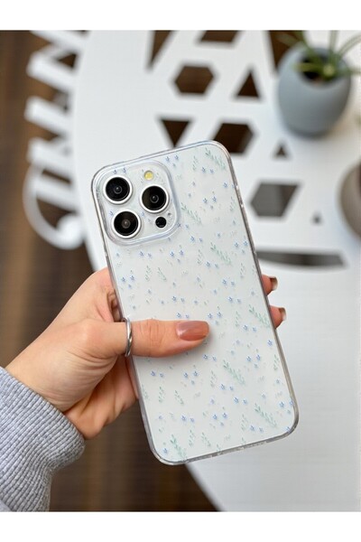 KVK PRİVACY iPhone 15 Pro Max Uyumlu Şeffaf Çiçek Desenli Yumuşak Kamera Koru...