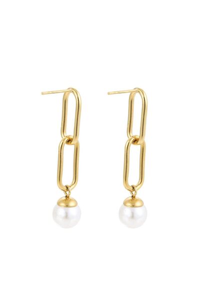 Bijuteria SORELLY 14k Gold Plated Paperclip Pearl Earrings