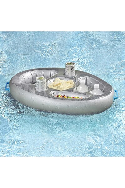 Flippy Inflatable Bar/Floating Cup Holder Flippy, 8 Compartments, Pump Included, PVC, Grey, 25x18.5x4 cm