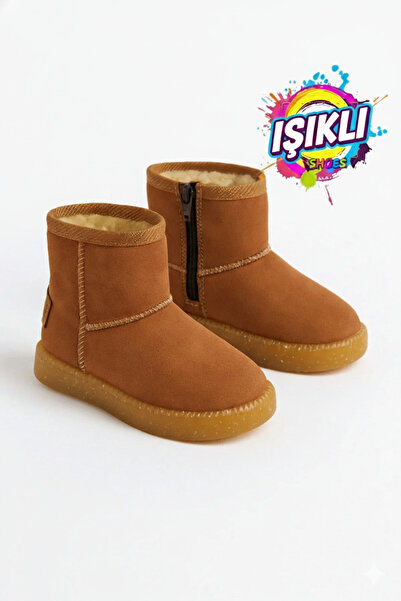 p papuccum ortopedi çocuk ayakkabıları Girl's Woolen Non-Slip Sole Lighted Boots