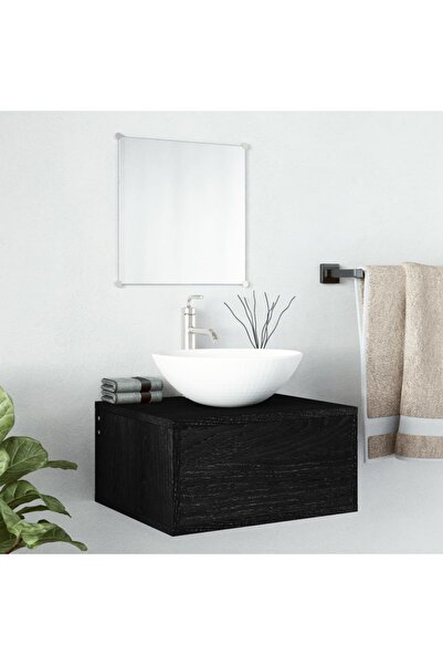 vidaxl طقم أثاث حمام من قطعتين مصنوع من الخشب الهندسي الأسود