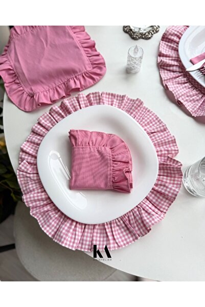 KaiAtelier 2Li Candy Keten Kumaş Fırfırlı Peçete/Sunum