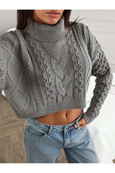 Butik Pulover tricotat oversize pentru femei, cu guler înalt