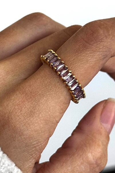 TAKIŞTIR Adjustable Steel Ring with Gold Color Stone Detail