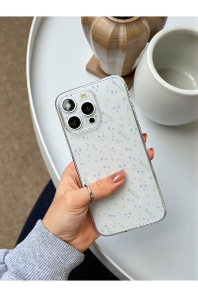 KVK PRİVACY iPhone 14 Pro Uyumlu Şeffaf Çiçek Desenli Yumuşak Kamera Korumalı...