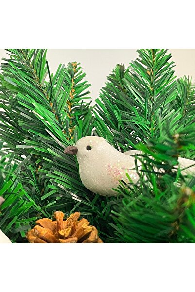 zola Σετ δύο διακοσμητικών δέντρων, λευκά πουλιά με πούλιες και μακριά φτερά, κούμπωμα με κλιπ, 16x4x3,5 εκ.